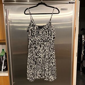 Express Animal Print Mini Dress with Adjustable Spaghetti Straps